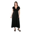 thumbnail image 1 of 24/7 Women's Plus Size Comfort Apparel Empire Waist V Neck Plus Size Maxi Dress, 1 of 4