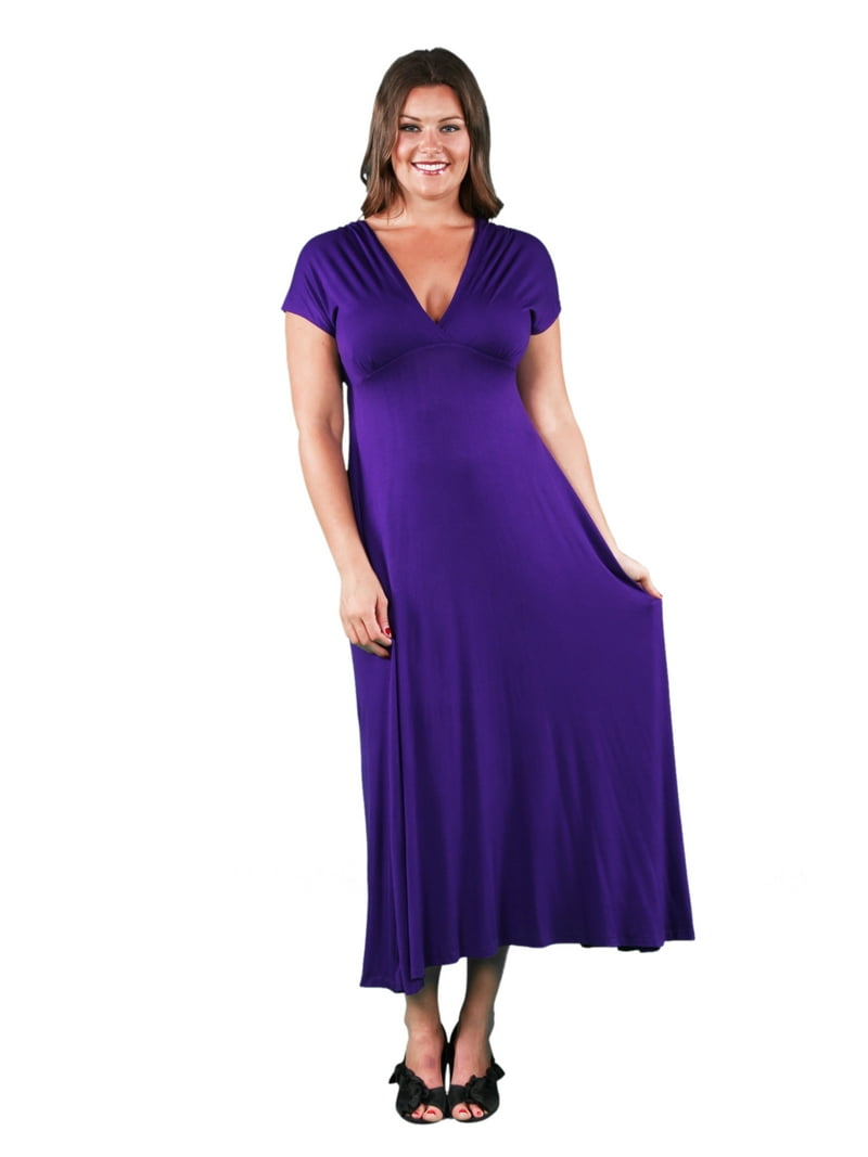 24/7 Comfort Apparel Women's Plus Size Empire Waist V Neck