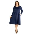 thumbnail image 1 of 24/7 Women's Plus Size Comfort Apparel Long Sleeve Fit and Flare Plus Size Midi Dress, 1 of 4