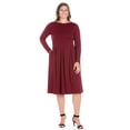 thumbnail image 1 of 24/7 Women's Plus Size Comfort Apparel Long Sleeve Fit and Flare Plus Size Midi Dress, 1 of 4