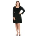 thumbnail image 1 of 24/7 Women's Plus Size Comfort Apparel Long Sleeve Knee Length Plus Size Skater Dress, 1 of 4