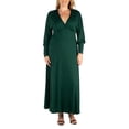 thumbnail image 1 of 24/7 Women's Plus Size Comfort Apparel V-Neck Long Sleeve Plus Size Maxi Dress, 1 of 3