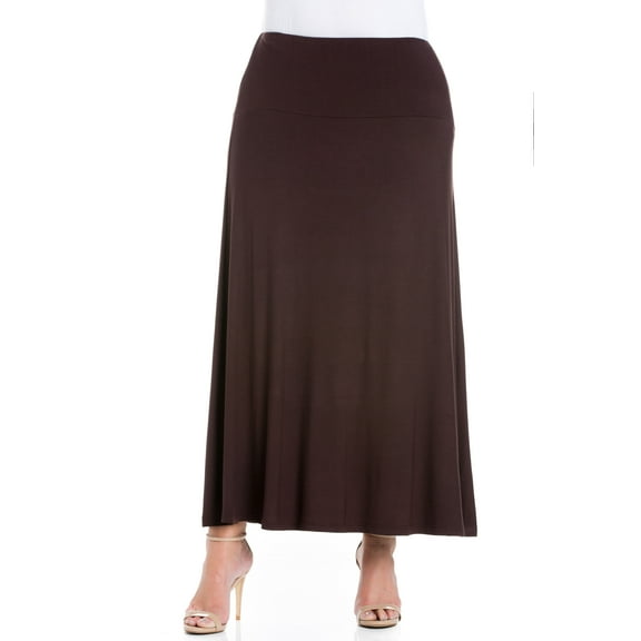 24/7 Women's Plus Size Comfort Apparel Womens Comfortable Fit Elastic Waist Plus Size Maxi Skirt