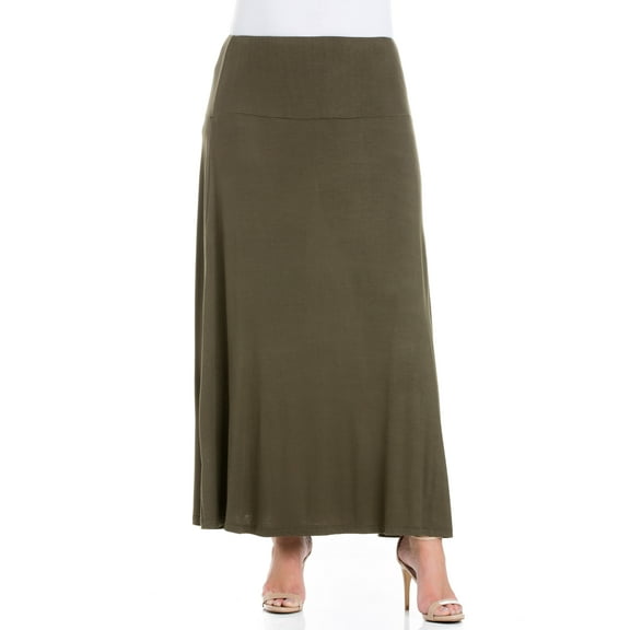 24/7 Women's Plus Size Comfort Apparel Womens Comfortable Fit Elastic Waist Plus Size Maxi Skirt
