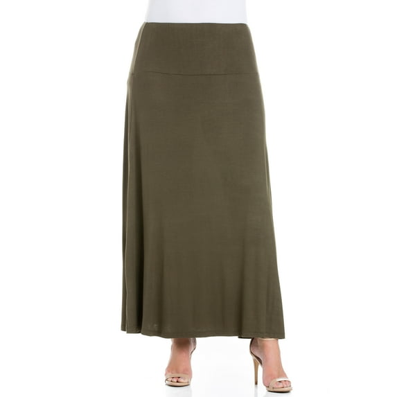 24/7 Women's Plus Size Comfort Apparel Womens Comfortable Fit Elastic Waist Plus Size Maxi Skirt