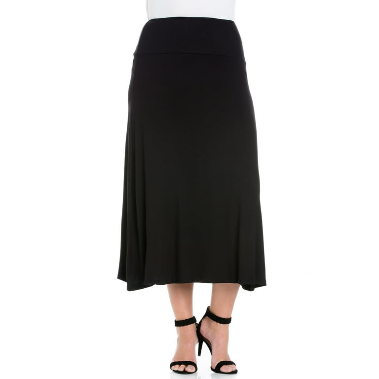24 7 Women s Plus Size Comfort Apparel Womens Comfortable Fit Elastic Waist Plus Size Maxi Skirt
