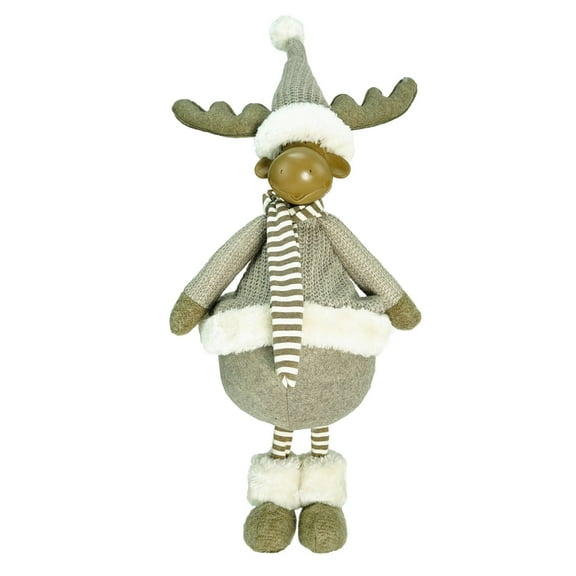 Northlight Standing Plush Moose with Matching Hat and Scarf Christmas Figure - 24.75" - Beige