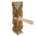 thumbnail image 1 of 24" 7Pcs 16 Clips Long Curly Straight Full Head Clip in Synthetic Hair Extensions Double Weft, 1 of 6
