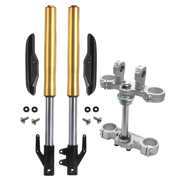 24.8" 630mm Front Forks Shock Suspension + Heavy Duty 45mm 48mm Triple Tree Clamps 12mm Axle for Disc Brake 70cc 90cc 110cc 125c Mini Pit Dirt Bike Apollo SSR Taotao Monkey CRF50 XR50