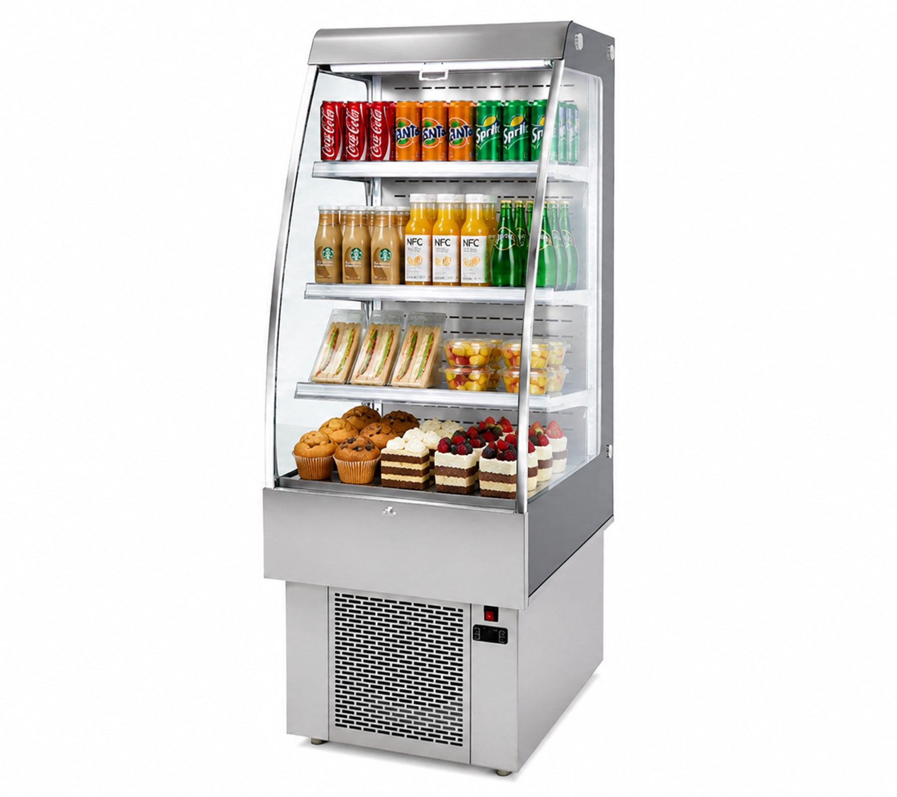 24"  8.8 Cu.Ft  Open Refrigerator Display Cooler, 8.8 Cu.Ft Commercial Grab & Go Merchandiser for Drinks Sandwiches Desserts