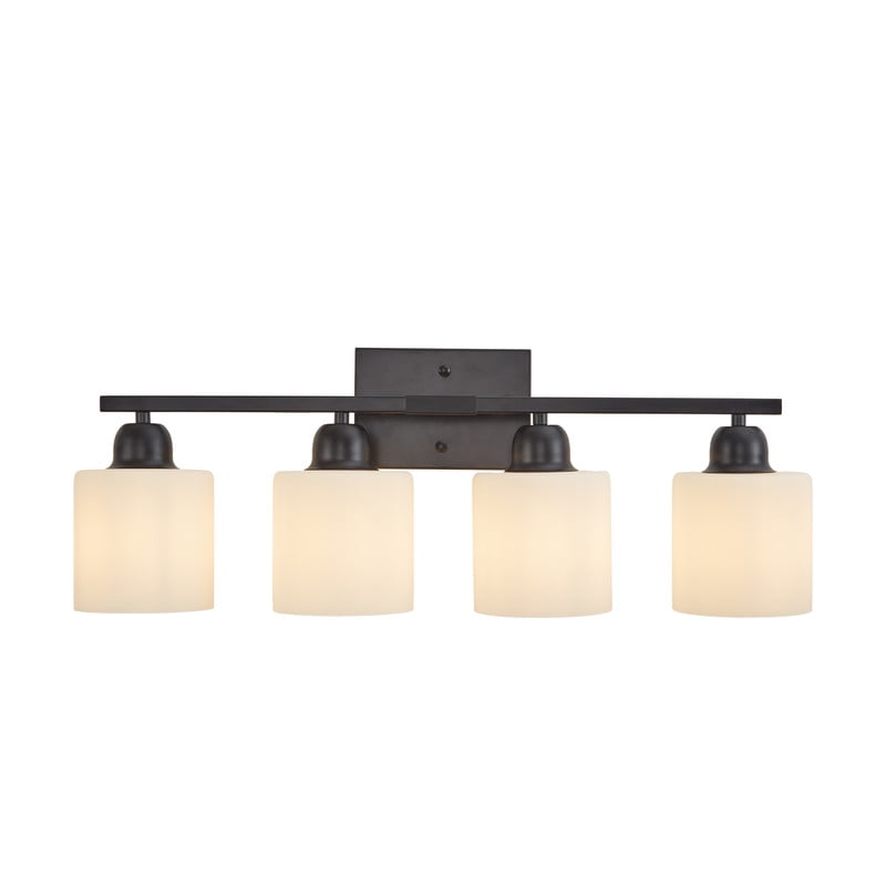 24.8" Black Modern 4-Light Bathroom Vanity Light - Frosted Glass Wall Sconce for Mirror, Dressing Room & Hallway (Bulbs Not Included)