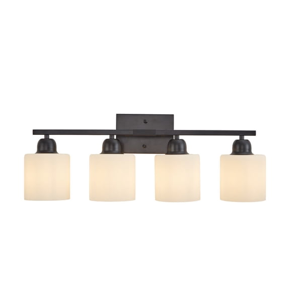 24.8" Black Modern 4-Light Bathroom Vanity Light - Frosted Glass Wall Sconce for Mirror, Dressing Room & Hallway (Bulbs Not Included)