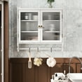 thumbnail image 1 of 24.8" Glass Door Cabinet - Vintage Appeal, White Washed With 3 Storage & Towel Rack For Bathroom, Kitchen, Dining Room Door, Washed, Area, 1 of 6