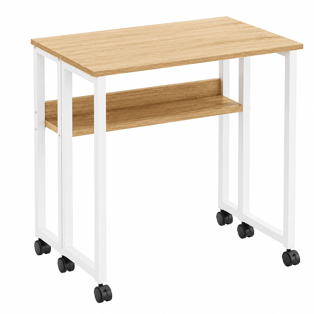 Rolling Compact Racks 24.8-Inch Folding Desk with Wheels and Storage Shelf, Compact Rolling ...