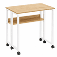 24.8-Inch Folding Desk with Wheels and Storage Shelf, Compact Rolling ...