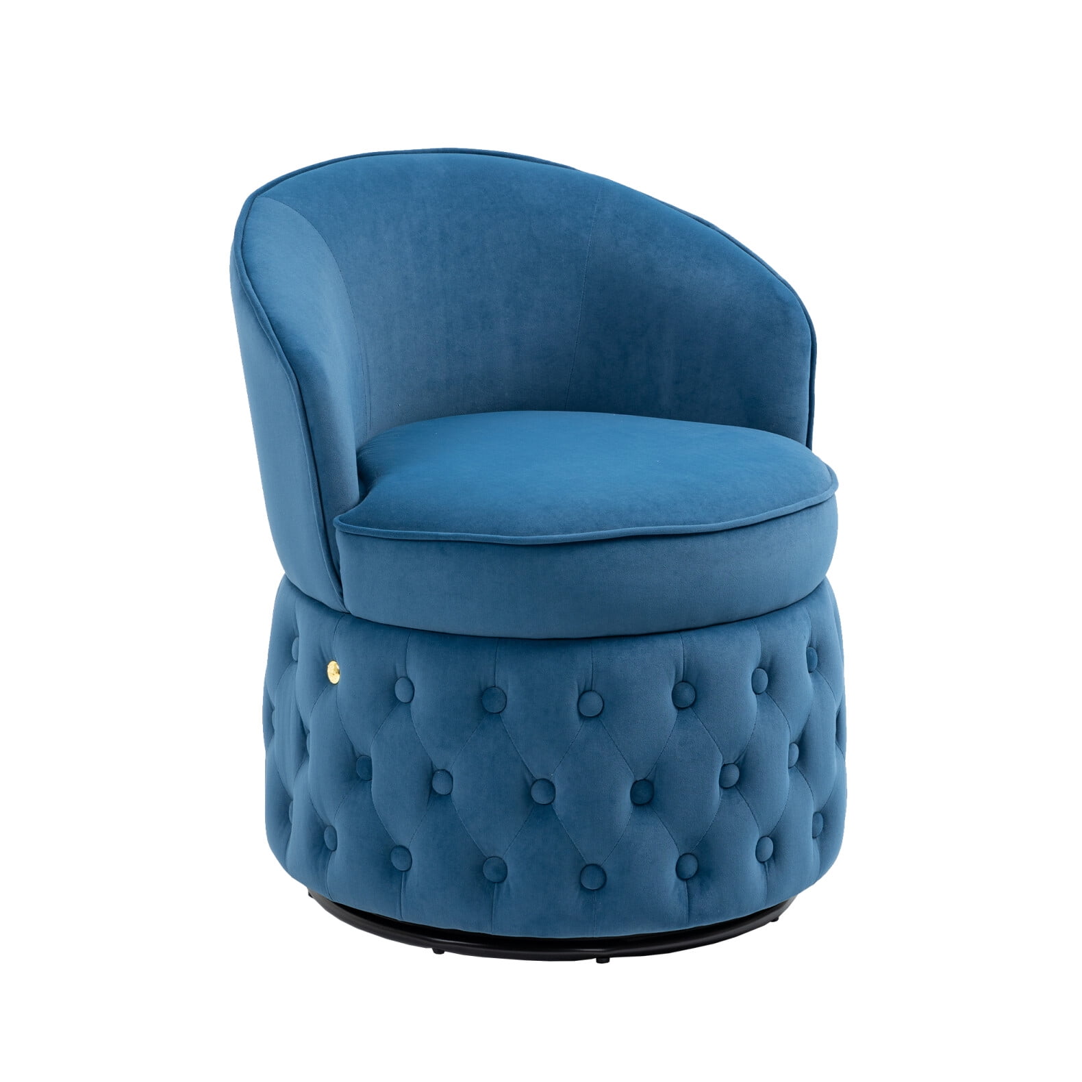 24.8" W Swivel Barrel Chair, Velvet Upholstered Round Sofa Chair with