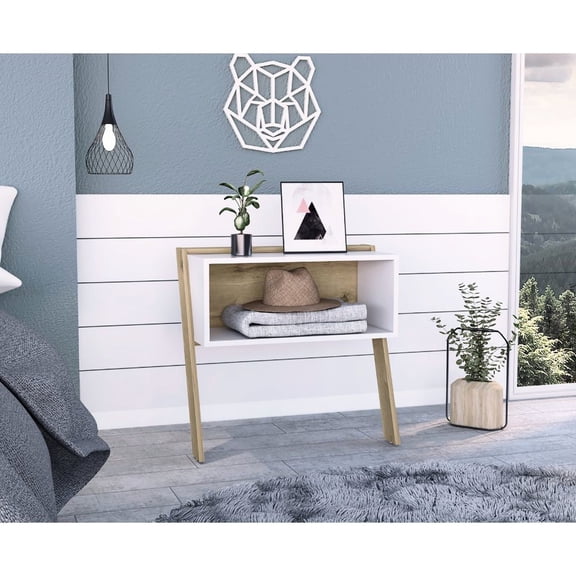 24.8" Wide - One Shelf Function - Bedside Table - Multicolor Particle Board