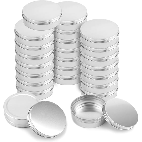 24 8 oz / 240ml Round Tin Cans with Screw - Large Empty Storage Case Jars - Salve Hair Wax Containers