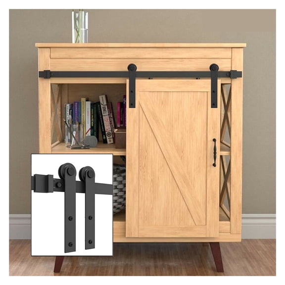 24-82 Inch Super Mini Cabinet Sliding Barn Door Hardware Kit, Tracks Rollers For Tv Stand Closet Window Wide Door Panel ,Space-Saving