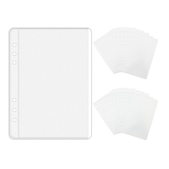 24 A6 Binder Pockets, Cash Envelopes, 3.5" x 6.5" Frost Sleeves Sheet Protector, 6 Rings Binder Sleeve for Organizer, Photos Cards Bills (A6)