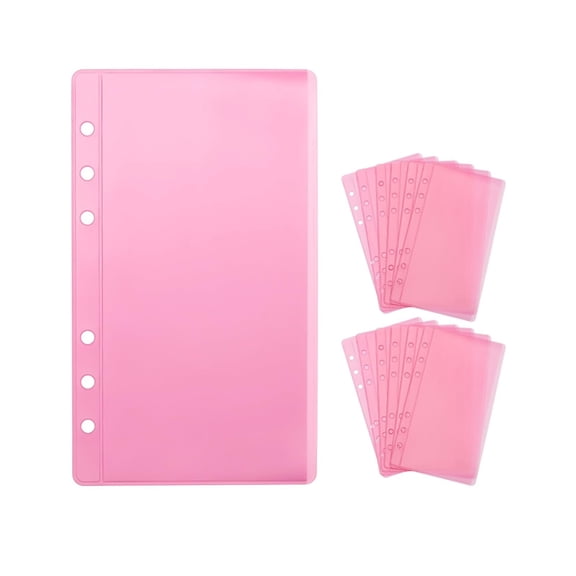 24 A6 Cash Envelopes Zipless Pink A6 Binder Pockets 3.5" x 6" Sleeves Sheet Protector for 6 Ring Planner Inserts Organizer Photos Cards Bills (Pink)