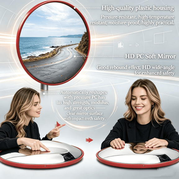 24" Acrylic Convex Mirror  Adjustable Wide Angle View Traffic Mirror for Enhanced Security Coverage in Rooms, Offices, Warehouses, Parking Lots, and Addressing Corner Blind Spot Areas