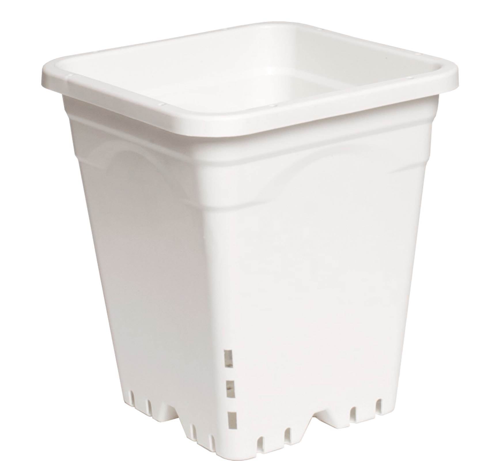 White Plastic Square Pot with Drainage Holes, 9" x 9" x 10"