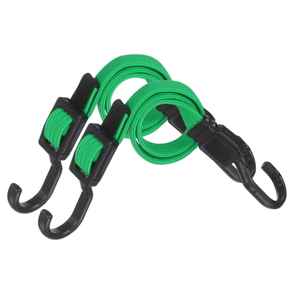 24" Adjustable Bungee Cords with Hook, 2Pcs Heavy Duty Outdoor Elastic Bungee Strap for Securing Luggage Moving Cargo, Green