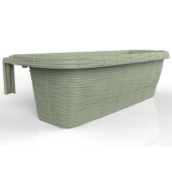 24" Adjustable Railing Planter - Rattan Look - Green