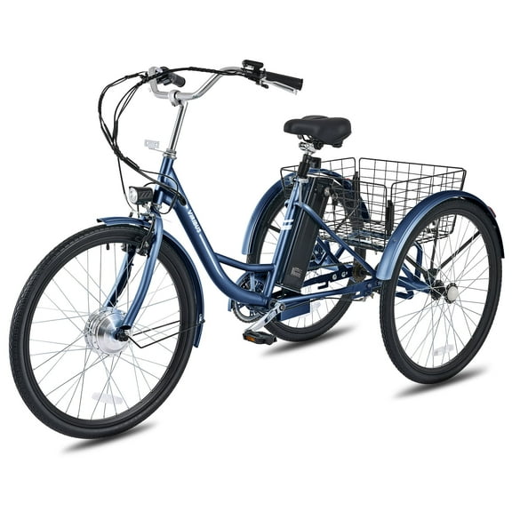 Viribus Adult Electric Tricycle, 24" 250W 3 Wheel E-Trike with 36V 13Ah, for Men/Women, Blue