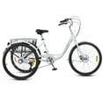 24" Adult Tricycle 7 Speed 3 Wheel Dual Chain Easy Installation Bike