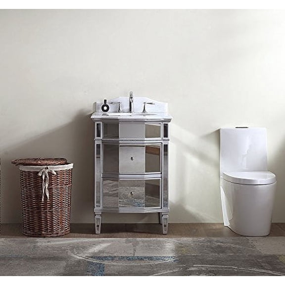 24" Angeline Mirrored with Silver Trim Bathroom Sink Vanity