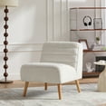 thumbnail image 1 of 24" Armless Accent Chair with Wood Legs, Mid Century Modern Reading Chairs with Ergonomical Backrest, Tufted Side Chair for Living Room, Bedroom, Patio, Office, Ivory, 1 of 8