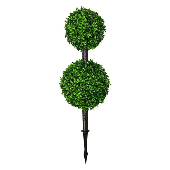 24'' Artificial Boxwood Ball Tree, UV-Resistant Outdoor for Front Door, Garden, and Porch Decor, for Home, Wedding, and Indoor/Outdoor Use