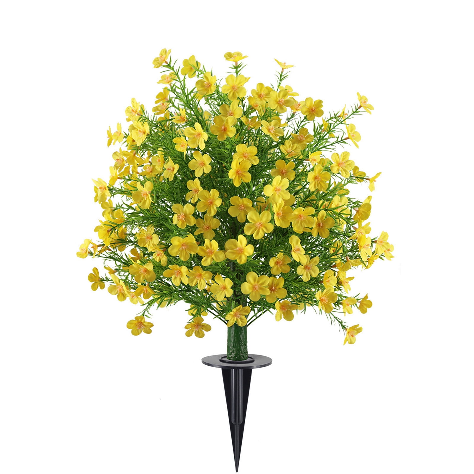 24" Artificial Boxwood Topiary Ball Trees with Flowers UV Resistant No Fade Outdoor Faux Plants with Ground Spike, Fake Shrubs for Garden, Patio, Porch, Yard, Indoor Décor
