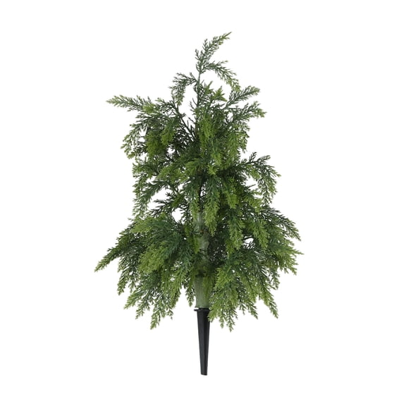 24" Artificial Cypress Topiary Cedar Trees with Ground Spike, 1 Pieces Fake Pine Shrubs Bushes, UV Resistant Faux Evergreen Tree Plants for Indoor Outdoor Planters Front Porch Christmas