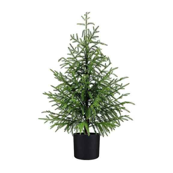 24" Artificial Norfolk Pine Potted Tree, Realistic Faux Greenery Plant for Tabletop, Mantel, Entryway Home Décor, UV Resistant Real Touch Topiary Tree for Indoor Outdoor Front Porch Xmas Decorations
