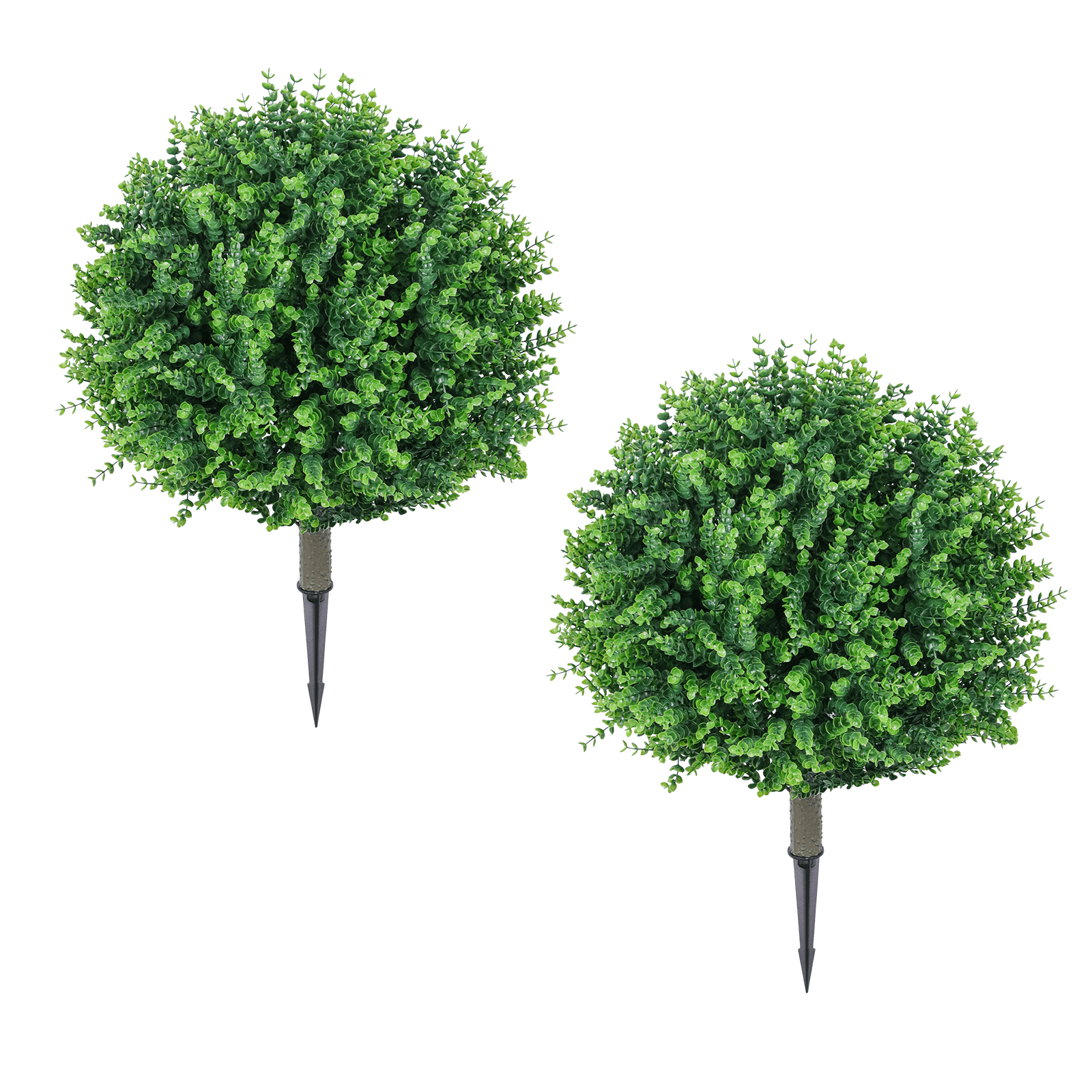 24" Artificial Topiary Ball Trees, Outdoor Artificial Shrubs Faux Bushes UV Resistance Greenery Fake Plants Tree with Ground Spike for Garden Porch Patio Indoor Decoration (2 Pack)