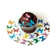 24 Assorted Rainbow Color Wafer Paper Butterflies Small 7/8 Inch for Decorating Desserts Cupcakes Wedding Cakes