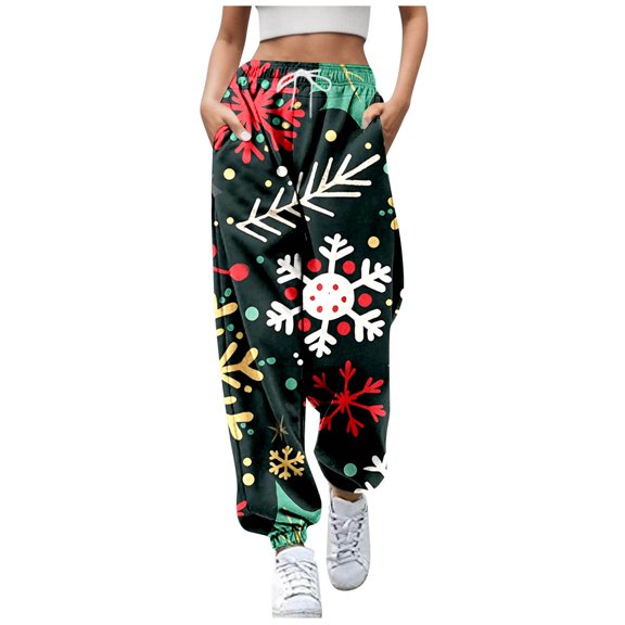 24 Autumn Winter Casual Christmas Series Printed Trousers for Women Comfortable Stylish Holiday Pants Fashionable Wear