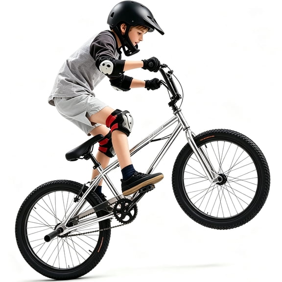 24" BMX Bike for Boy 6-14, Cuoote Kids Bicycle with High-Carbon Steel BMX Frame, 360° Handlebar Rotation, Silver