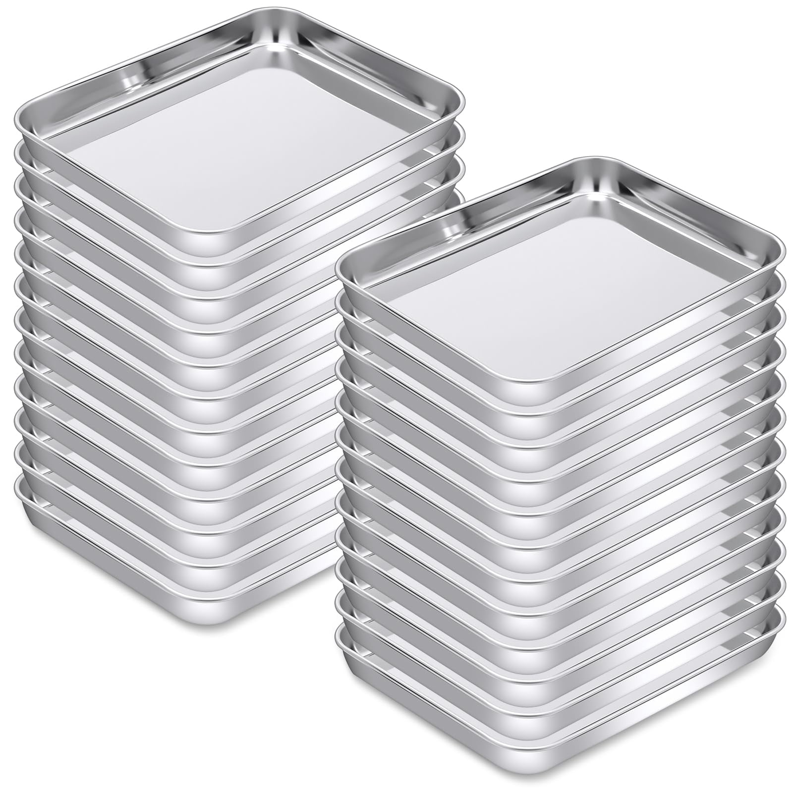 Stainless Steel Baking Sheet Pan Set 9 x 6.7 x 1 Inch 24 Count For Oven Toaster Use