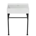 thumbnail image 1 of 24" Bathroom Console Sink with Overflow,Ceramic Console Sink White Basin Black Legs,White Ceramic Bath Faucets Bathroom Vanities, 1 of 8
