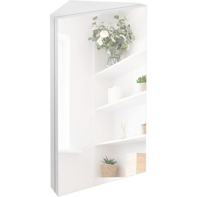 24" Bathroom Corner Medicine W/Mirror, Bathroom White Wall