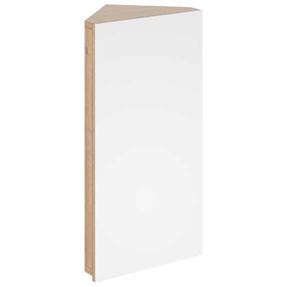 24" Bathroom Corner Medicine Cabinet W/Mirror, Single Door Bathroom Nature Wall Mount Mirror Cabinet, Hanging Triple Shelf Storage Cabinet Opens Left to Right