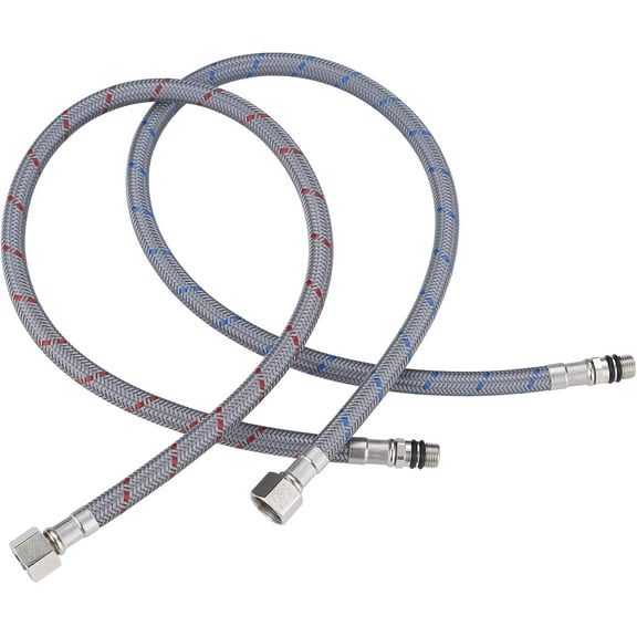 24" Bathroom Faucet Hose, Braided Nylon cUPC Supply Lines 3/8" Female Compression Thread × M10 Male Connector (1 Pair)