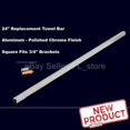 thumbnail image 1 of 24" Bathroom Towel Bar Replacement Chrome Finish Square Fits 3/4" Bracket New, 1 of 6