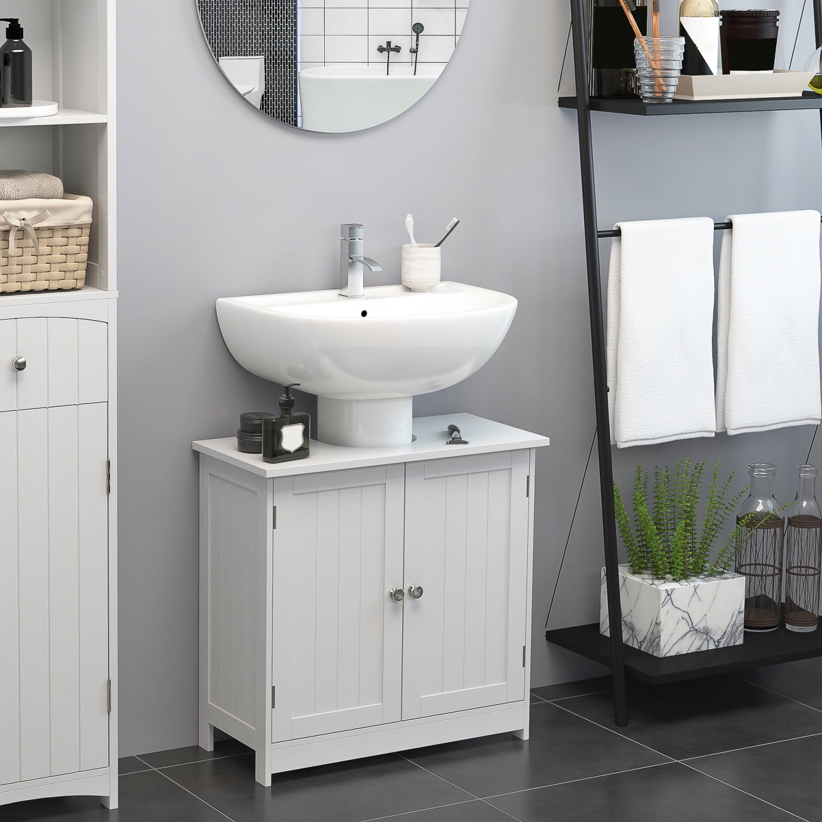24'' Bathroom Vanity Cabinet with U-Shape and Adjustable Internal Shelf, Sink Storage Cabinet ...