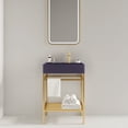 thumbnail image 1 of 24" Bathroom Vanity with Ceramic Basin, Freestanding Bathroom Console Sink Set, Glossy Purple Rectangular Ceramic Basin without Faucet, Open Metal Leg, Storage Shelves, Gold, 1 of 5