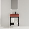 thumbnail image 1 of 24" Bathroom Vanity with Ceramic Basin, Freestanding Bathroom Console Sink Set, Glossy Red Rectangular Ceramic Basin without Faucet, Open Metal Leg, Storage Shelves, Black, 1 of 5